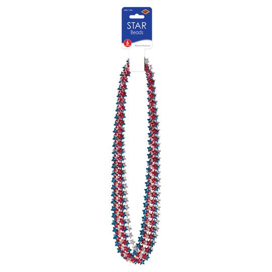 Beistle 33" Red, Silver & Blue Star Beads, 12ct.